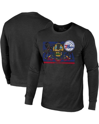 Majestic Threads Philadelphia 76ers City And State Tri-blend Long Sleeve T-shirt - Black
