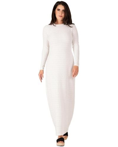 Standards & Practices Knit Crochet Boat Neck Maxi Dress - White