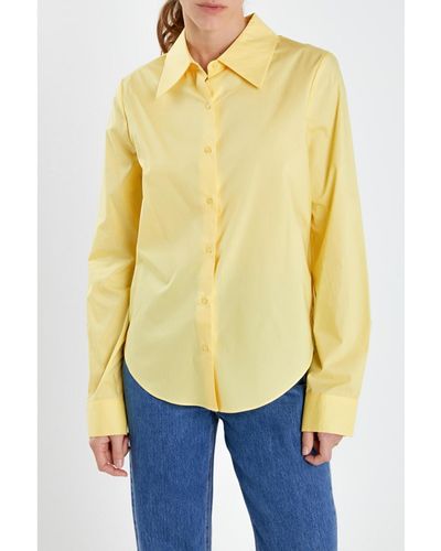 English Factory Accent Collar Poplin Dress Shirt - Yellow