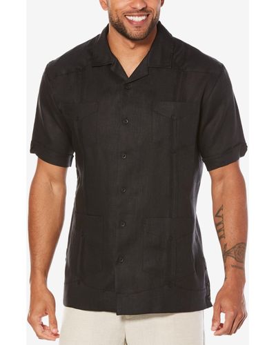Cubavera 100% Linen Short Sleeve 4 Pocket Guayabera Shirt - Black