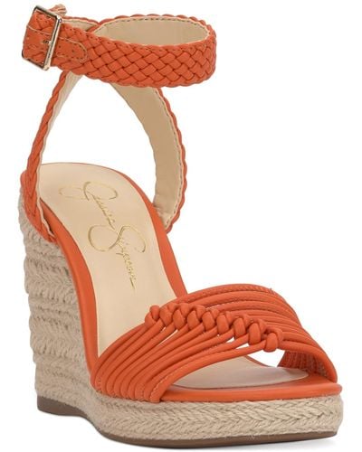 Jessica Simpson Talise Knotted Strappy Platform Wedge Sandals - Orange