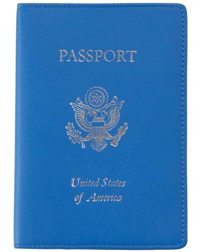 ROYCE New York Foil Stamped Rfid Blocking Passport Case - Blue