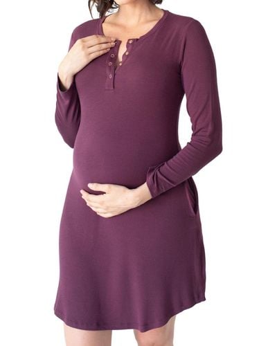 Kindred Bravely Maternity Betsy Ribbed Nursing Nightgown - Purple