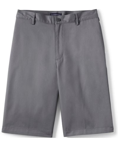 Lands' End School Uniform 11" Plain Front Blend Chino Shorts - Gray