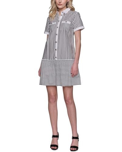 Karl Lagerfeld Striped Button-front Dress - Multicolor
