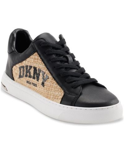 DKNY Abeni Arch Raffia Logo Low-top Sneakers - Black