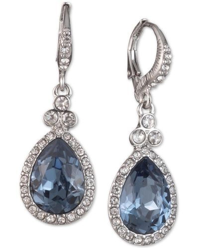 Givenchy Pave & Colored Stone Drop Earrings - Blue