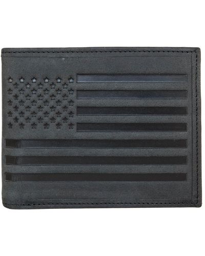 Lucky Brand Flag Embossed Leather Bifold Wallet - Black