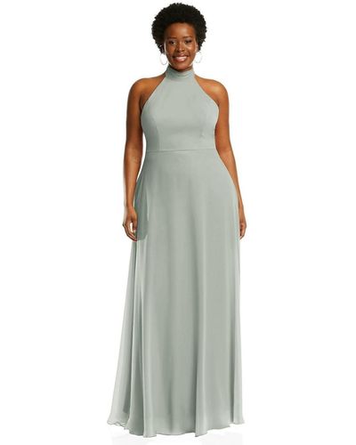 After Six Plus Size High Neck Halter Backless Maxi Dress - Green