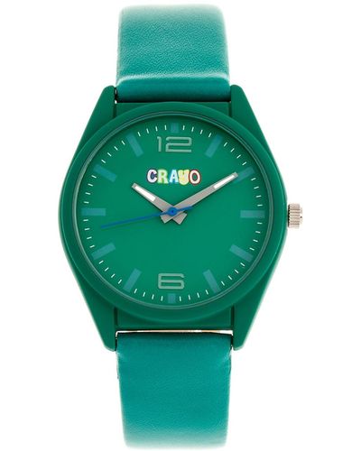 Crayo Dynamic Leatherette Strap Watch 36mm - Green
