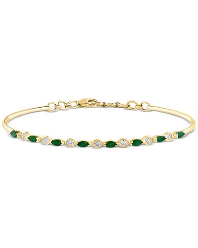 Lali Jewels Emerald (5/8 Ct. T.w.) & Diamond (1/5 Ct. T.w.) Bangle Bracelet In 14k Gold - Metallic