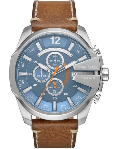 DIESEL Mega Chief Chronograph Leather Watch 51mm - Brown