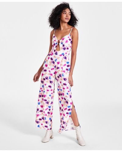 BarIII Floral-print O-ring Jumpsuit - White