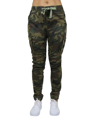 Galaxy By Harvic Loose Fit Cotton Stretch Twill Cargo sweatpants - Green