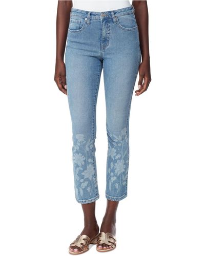 Sam Edelman Flower-pattern Slim Cropped Kick-flare Jeans - Blue