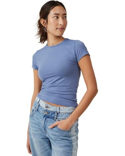 Cotton On Luxe Crew Neck Short Sleeve Top - Blue