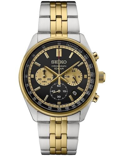 Seiko Chronograph Essentials Two-tone Stainless Steel Bracelet Watch 42mm - Metallic
