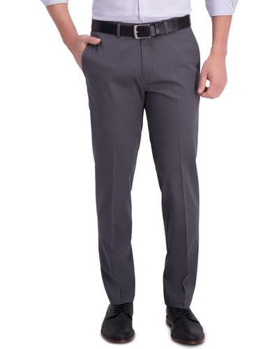 Haggar Iron Free Premium Khaki Straight-fit Flat-front Pant - Gray