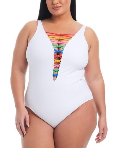 Bleu Rod Beattie Plus Size Lets Get Knotty One-piece Swimsuit - White