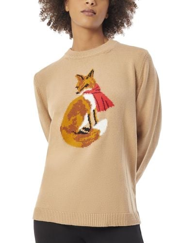 Jones New York Fox Long-sleeve Crewneck Sweater - Natural