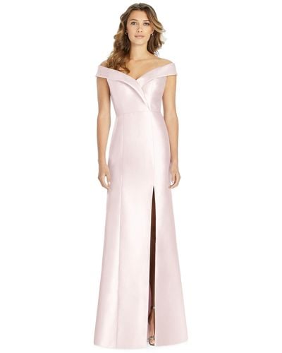 Alfred Sung Off-the-shoulder Satin Gown - White