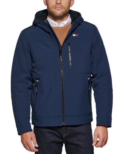 Tommy Hilfiger Sherpa-lined Softshell Hooded Jacket - Blue