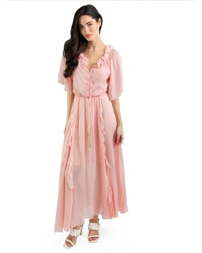 Belle & Bloom Amour Ruffled Midi Dress - Pink