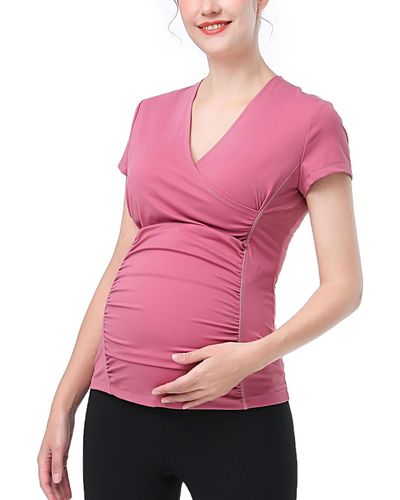 Kimi + Kai Kimi + Kai Maternity V-neck Nursing Active Tee - Pink
