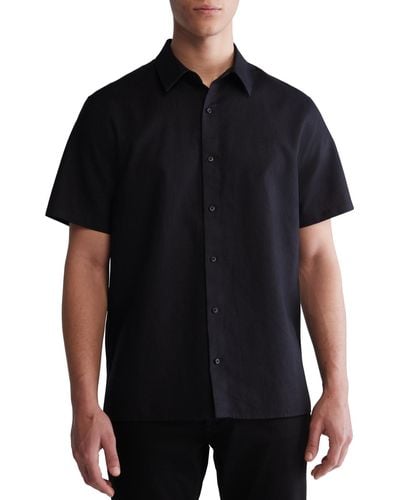 Calvin Klein Classic-fit Textured Button-down Shirt - Black
