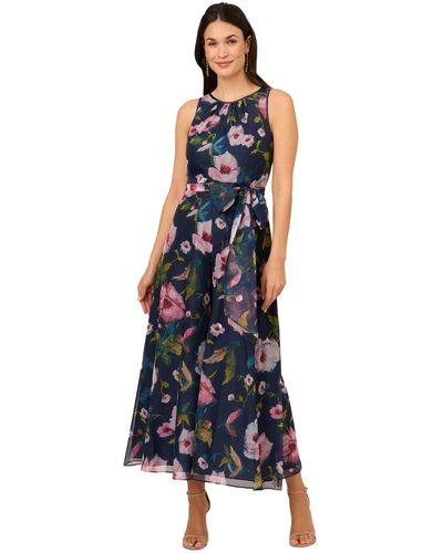 Adrianna Papell Floral Skirt-overlay Jumpsuit - Blue