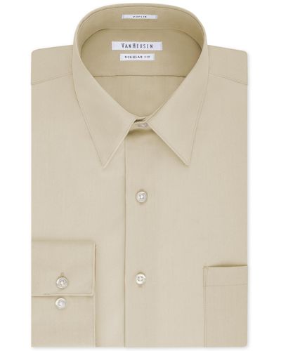 Van Heusen Classic-fit Point Collar Poplin Dress Shirt - Natural