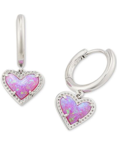 Kendra Scott Pave & Colored Heart Charm huggie Hoop Earrings - Metallic