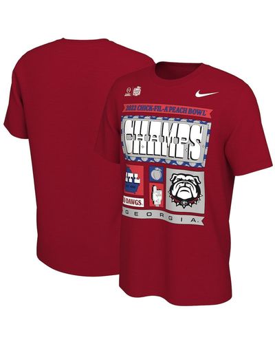 Nike Georgia Bulldogs College Football Playoff 2022 Peach Bowl Champions Locker Room T-shirt - Red