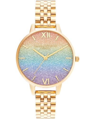 Olivia Burton Rainbow Glitter Demi Dial Bracelet Watch - Metallic