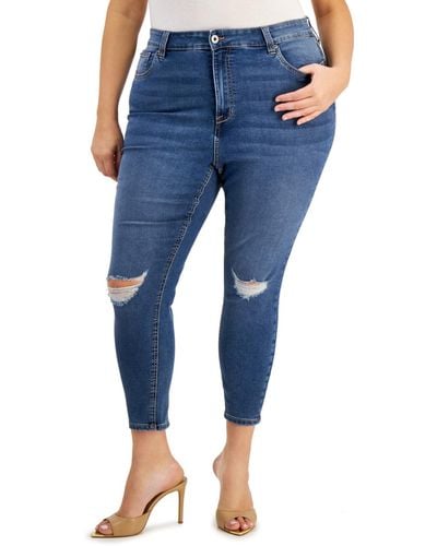 Celebrity Pink Trendy Plus Size High Rise Skinny Jeans - Blue