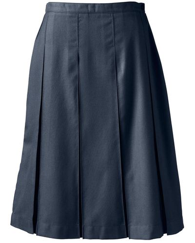 Lands' End School Uniform Box Pleat Skirt Below The Knee - Blue