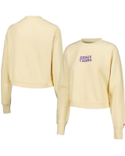 League Collegiate Wear Lsu Tigers Timber Cropped Pullover Sweatshirt - Natural