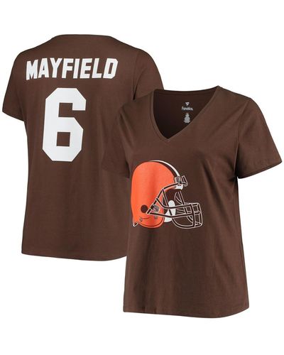 Fanatics Baker Mayfield Cleveland S Plus Size Name And Number V-neck T-shirt - Brown