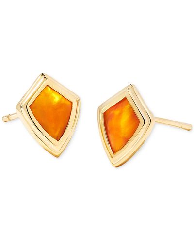 Kendra Scott 14k Gold-plated Framed Stone Stud Earrings - Orange