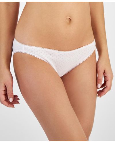 Charter Club Cotton Pointelle Bikini Underwear 100181117 - White