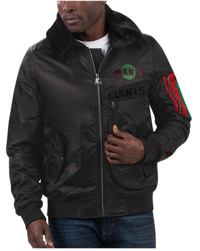Starter X Ty Mopkins San Francisco Giants History Month Satin Full Zip Jacket - Black