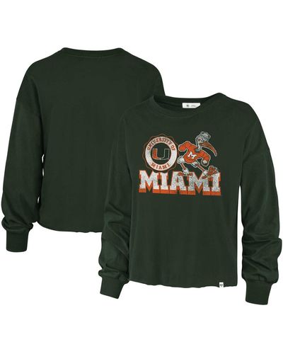 '47 Distressed Miami Hurricanes Bottom Line Parkway Long Sleeve T-shirt - Green
