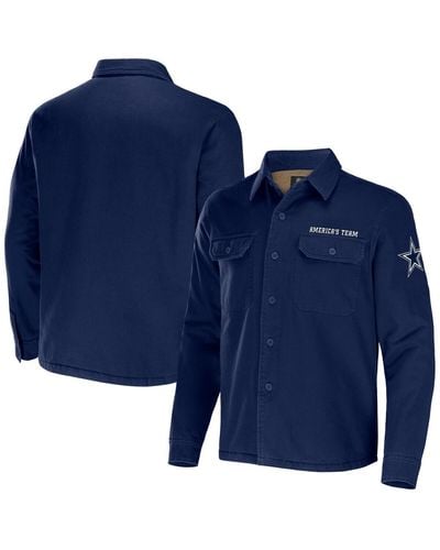 Fanatics Nfl X Darius Rucker Collection By Dallas Cowboys Canvas Button-up Shirt Jacket - Blue