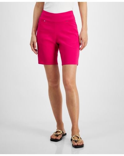 INC International Concepts Curvy Mid Rise Pull-on Bermuda Shorts - Pink