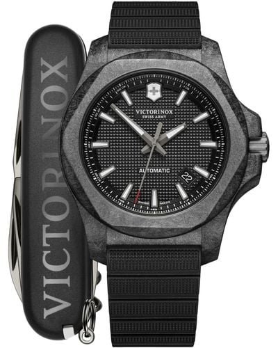 Victorinox Automatic I.n.o.x. Carbon Rubber Strap Watch 43mm Gift Set - Gray