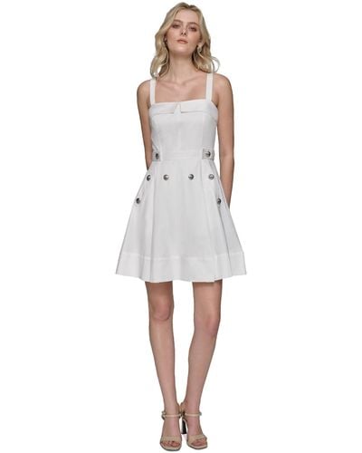 Karl Lagerfeld Sateen Square-neck Dress - White