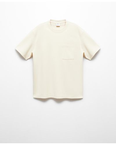 Mango Short Sleeved Pocket Detail T-shirt - White