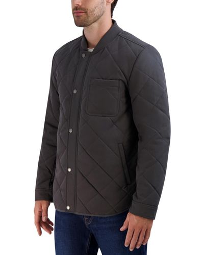 Cole Haan Diamond Quilted Rain Jacket - Blue