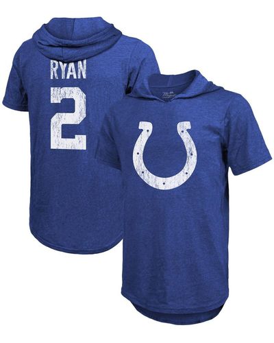 Majestic Threads Matt Ryan Indianapolis Colts Player Name & Number Short Sleeve Hoodie T-shirt - Blue