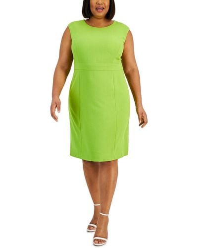 Kasper Plus Size Sleeveless Inset-waistband Sheath Dress - Green